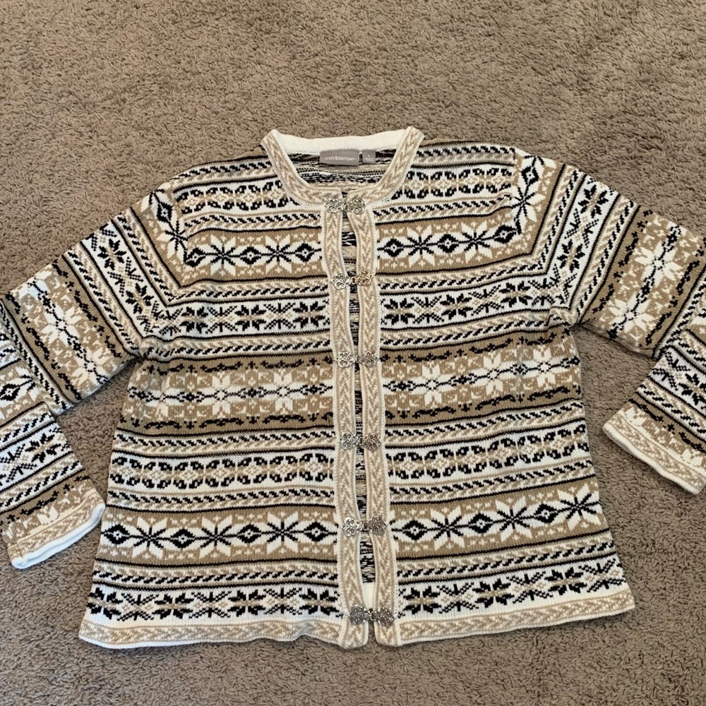 Croft & Barrow Fair Isle Toggle Sweater Large
